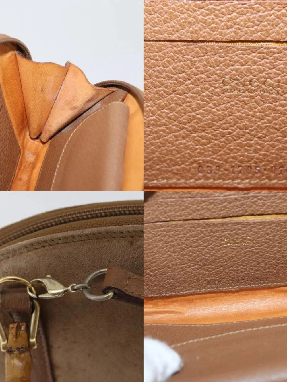 GUCCI Bamboo Hand Bag Nylon 2way Brown Silver 039 1705 0701 Auth bs33342